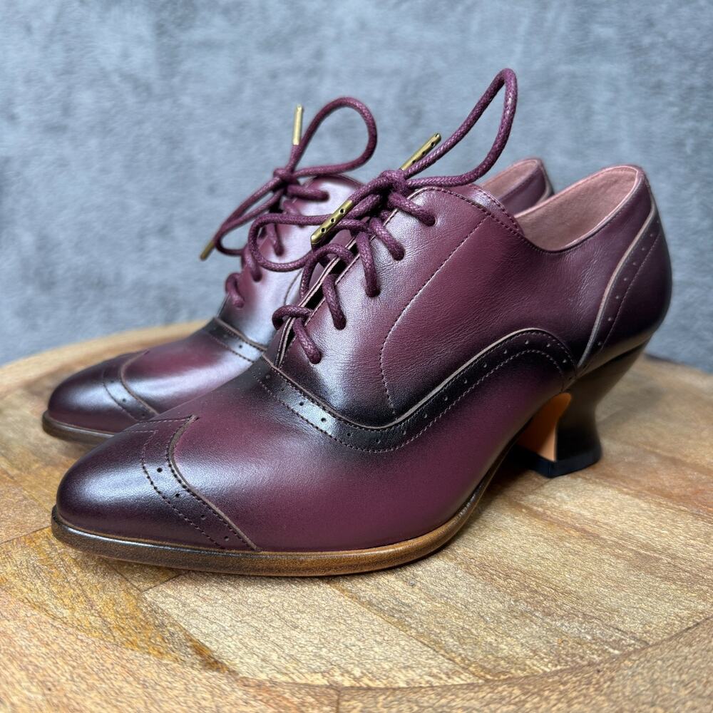American Duchess Londoner Edwardian Oxfords Cherry Purple US 5 Leather Heels